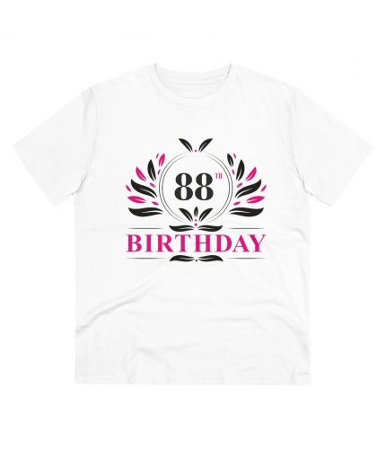 Men's PC Cotton 88th Birthday Printed T Shirt (Color: White, Thread Count: 180GSM)