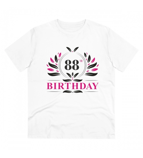 Men's PC Cotton 88th Birthday Printed T Shirt (Color: White, Thread Count: 180GSM)