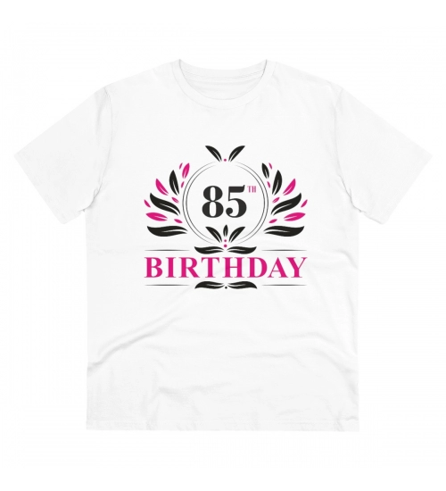 Men's PC Cotton 85th Birthday Printed T Shirt (Color: White, Thread Count: 180GSM)