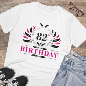 Generic Men's PC Cotton 82nd Birthday Printed T Shirt (Color: White, Thread Count: 180GSM)