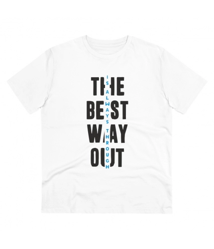 Men's PC Cotton The Best Way Out Printed T Shirt (Color: White, Thread Count: 180GSM)