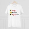 Men's PC Cotton Single Married Majbur Printed T Shirt (Color: White, Thread Count: 180GSM)