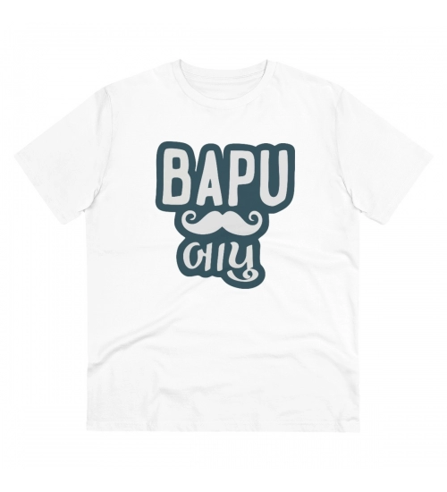 Men's PC Cotton Baapu Printed T Shirt (Color: White, Thread Count: 180GSM)