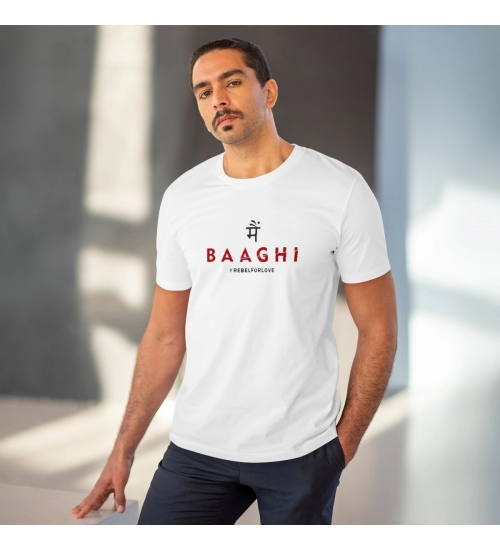 Men's PC Cotton Me Bhaghi Printed T Shirt (Color: White, Thread Count: 180GSM)