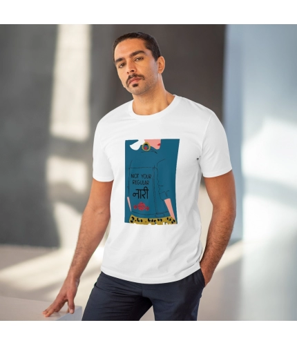 Men's PC Cotton Not Your Regular Naari Printed T Shirt (Color: White, Thread Count: 180GSM) Men's PC Cotton Not Your Regular Naari Printed T Shirt (Color: White, Thread Count: 180GSM)