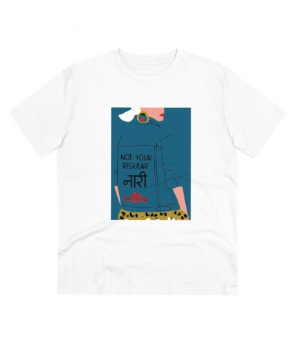 Men's PC Cotton Not Your Regular Naari Printed T Shirt (Color: White, Thread Count: 180GSM)
