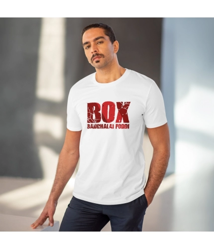 Men's PC Cotton Telugu Desing Printed T Shirt (Color: White, Thread Count: 180GSM)