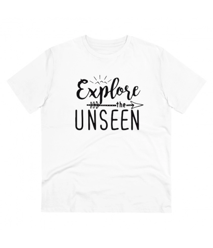 Men's PC Cotton Explore The Unseen Printed T Shirt (Color: White, Thread Count: 180GSM)
