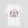 Men's PC Cotton 24th Birthday Printed T Shirt (Color: White, Thread Count: 180GSM) Men's PC Cotton 24th Birthday Printed T Shirt (Color: White, Thread Count: 180GSM)