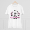 Men's PC Cotton 19th Birthday Printed T Shirt (Color: White, Thread Count: 180GSM) Men's PC Cotton 19th Birthday Printed T Shirt (Color: White, Thread Count: 180GSM)