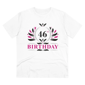 Generic Men's PC Cotton 46th Birthday Printed T Shirt (Color: White, Thread Count: 180GSM)