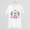 Men's PC Cotton 45th Birthday Printed T Shirt (Color: White, Thread Count: 180GSM) Men's PC Cotton 45th Birthday Printed T Shirt (Color: White, Thread Count: 180GSM)