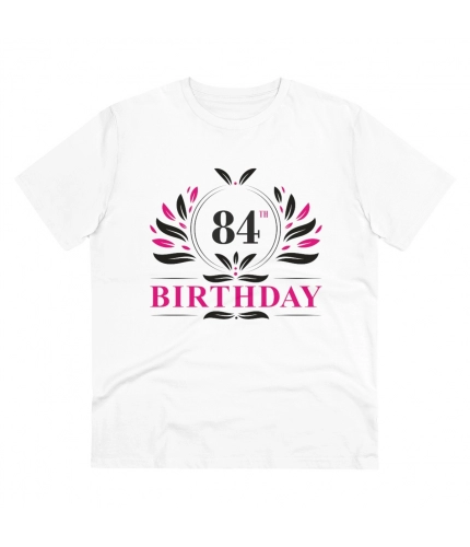 Men's PC Cotton 84th Birthday Printed T Shirt (Color: White, Thread Count: 180GSM)