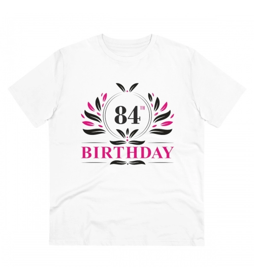 Men's PC Cotton 84th Birthday Printed T Shirt (Color: White, Thread Count: 180GSM)