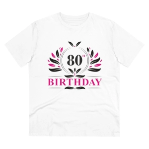 Generic Men's PC Cotton 80th Birthday Printed T Shirt (Color: White, Thread Count: 180GSM)