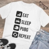 Men's PC Cotton Eat Sleep Pubg Repeat Printed T Shirt (Color: White, Thread Count: 180GSM) Men's PC Cotton Eat Sleep Pubg Repeat Printed T Shirt (Color: White, Thread Count: 180GSM)