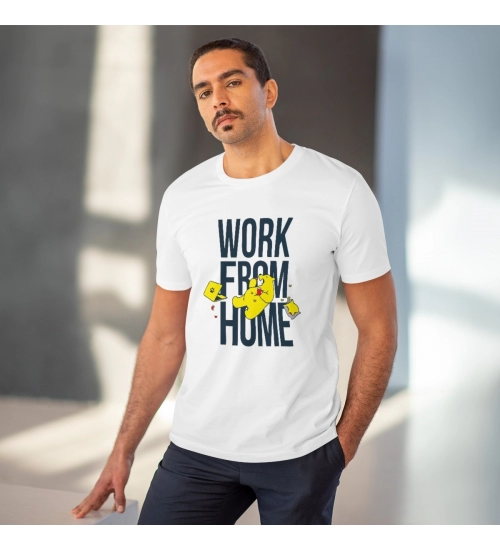 Men's PC Cotton Work From Home Desing Printed T Shirt (Color: White, Thread Count: 180GSM)