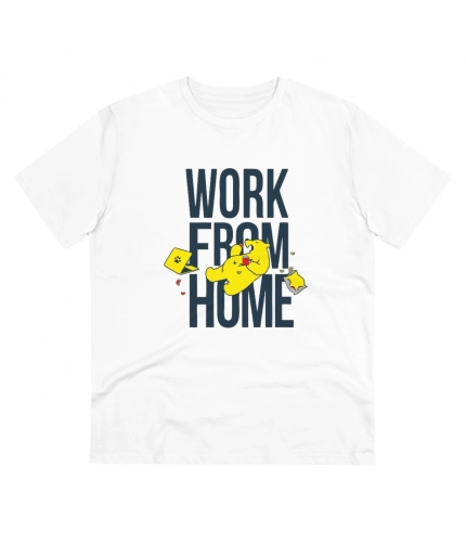 Men's PC Cotton Work From Home Desing Printed T Shirt (Color: White, Thread Count: 180GSM)
