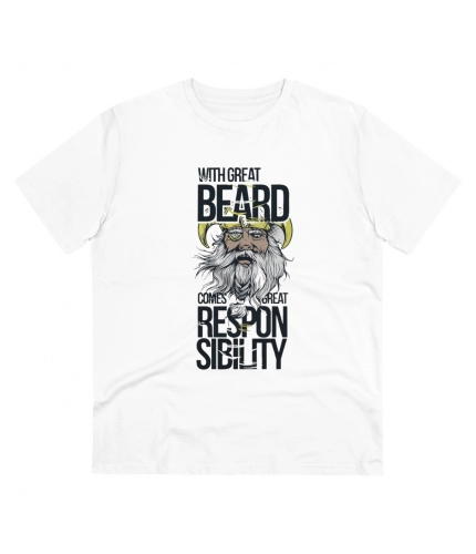 Men's PC Cotton With Great Beard Comes Printed T Shirt (Color: White, Thread Count: 180GSM)