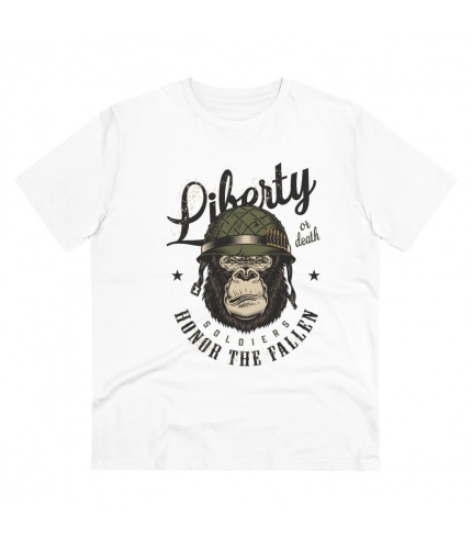 Men's PC Cotton Gorila Desing Printed T Shirt (Color: White, Thread Count: 180GSM)