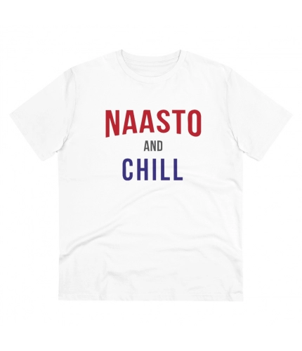 Men's PC Cotton Nasto And Chill Printed T Shirt (Color: White, Thread Count: 180GSM)