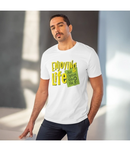 Men's PC Cotton Enjoying Life Printed T Shirt (Color: White, Thread Count: 180GSM) Men's PC Cotton Enjoying Life Printed T Shirt (Color: White, Thread Count: 180GSM)