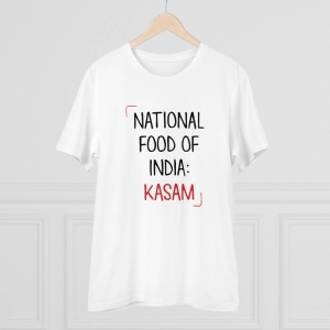 Generic Men's PC Cotton India Kasam Printed T Shirt (Color: White, Thread Count: 180GSM)