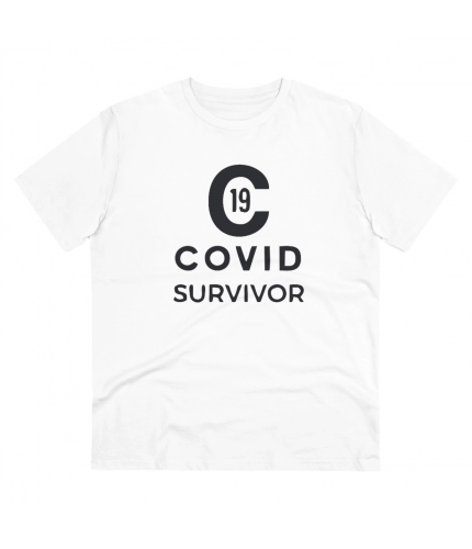 Men's PC Cotton Covid 19 Survivor Printed T Shirt (Color: White, Thread Count: 180GSM)