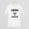 Men's PC Cotton Corona Survivor Printed T Shirt (Color: White, Thread Count: 180GSM)