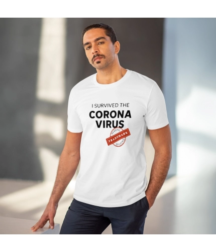 Men's PC Cotton I Survived Corona Virus Printed T Shirt (Color: White, Thread Count: 180GSM) Men's PC Cotton I Survived Corona Virus Printed T Shirt (Color: White, Thread Count: 180GSM)