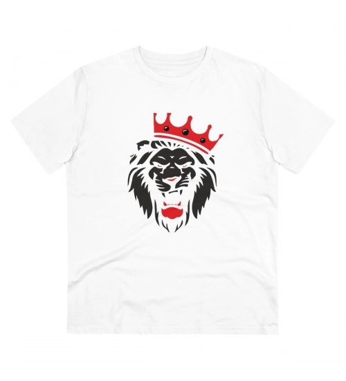 Men's PC Cotton Lion Logo Printed T Shirt (Color: White, Thread Count: 180GSM)