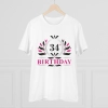 Men's PC Cotton 34th Birthday Printed T Shirt (Color: White, Thread Count: 180GSM) Men's PC Cotton 34th Birthday Printed T Shirt (Color: White, Thread Count: 180GSM)