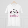 Men's PC Cotton 50th Birthday Printed T Shirt (Color: White, Thread Count: 180GSM)