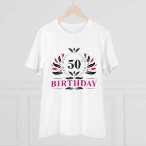 Generic Men's PC Cotton 50th Birthday Printed T Shirt (Color: White, Thread Count: 180GSM)