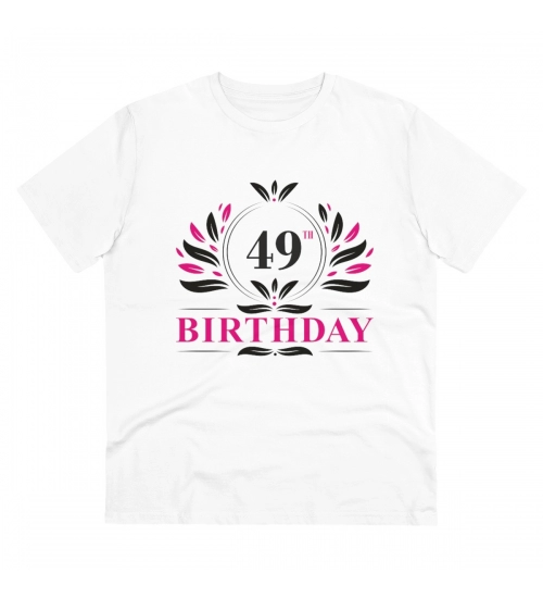 Men's PC Cotton 49th Birthday Printed T Shirt (Color: White, Thread Count: 180GSM)