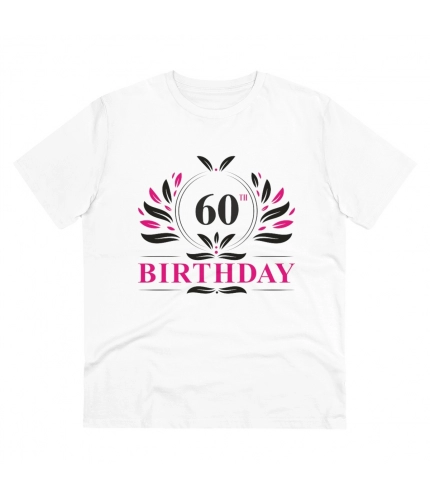 Men's PC Cotton 60th Birthday Printed T Shirt (Color: White, Thread Count: 180GSM)