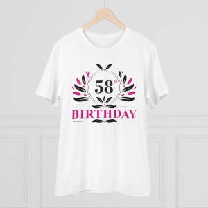 Generic Men's PC Cotton 58th Birthday Printed T Shirt (Color: White, Thread Count: 180GSM)