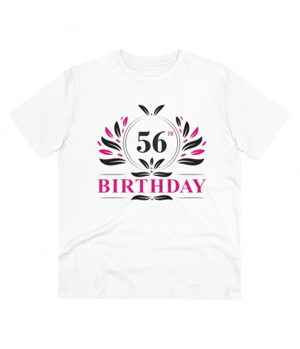 Men's PC Cotton 56th Birthday Printed T Shirt (Color: White, Thread Count: 180GSM)