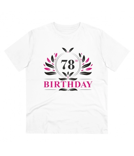 Men's PC Cotton 78th Birthday Printed T Shirt (Color: White, Thread Count: 180GSM)