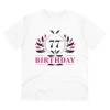 Men's PC Cotton 77th Birthday Printed T Shirt (Color: White, Thread Count: 180GSM)