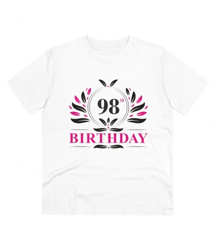 Men's PC Cotton 98th Birthday Printed T Shirt (Color: White, Thread Count: 180GSM)