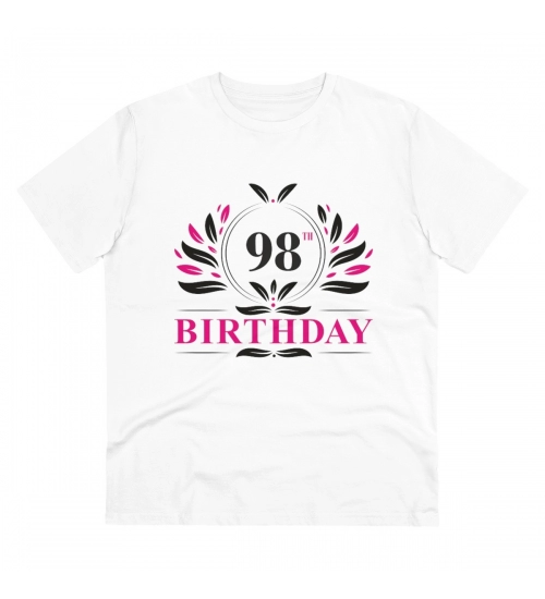 Men's PC Cotton 98th Birthday Printed T Shirt (Color: White, Thread Count: 180GSM)