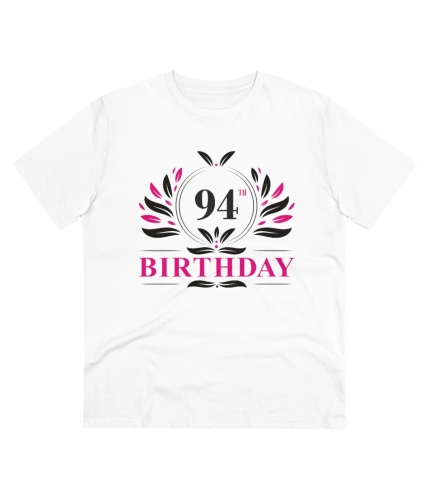 Men's PC Cotton 94th Birthday Printed T Shirt (Color: White, Thread Count: 180GSM)