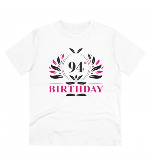 Men's PC Cotton 94th Birthday Printed T Shirt (Color: White, Thread Count: 180GSM)