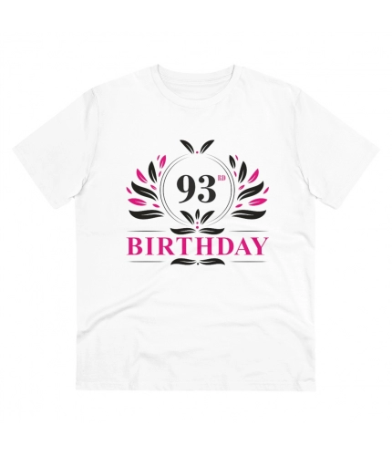Men's PC Cotton 93rd Birthday Printed T Shirt (Color: White, Thread Count: 180GSM)