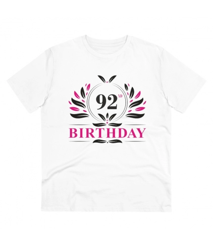 Men's PC Cotton 92nd Birthday Printed T Shirt (Color: White, Thread Count: 180GSM)