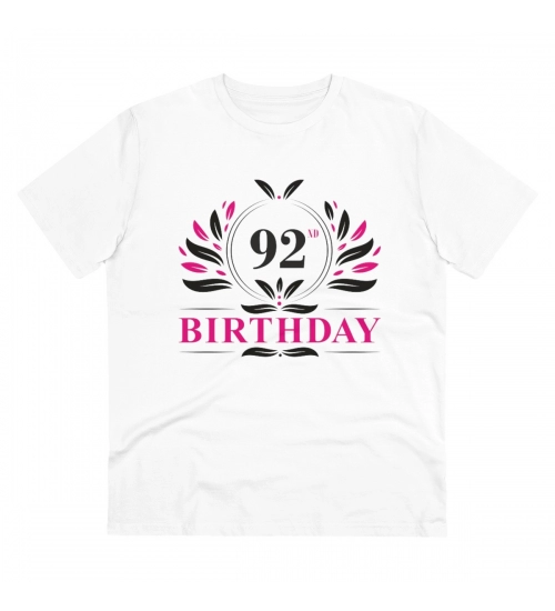 Men's PC Cotton 92nd Birthday Printed T Shirt (Color: White, Thread Count: 180GSM)