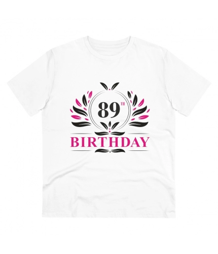 Men's PC Cotton 89th Birthday Printed T Shirt (Color: White, Thread Count: 180GSM)