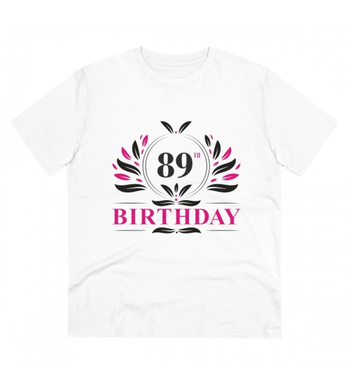 Men's PC Cotton 89th Birthday Printed T Shirt (Color: White, Thread Count: 180GSM)