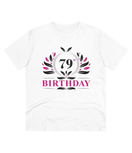 Men's PC Cotton 79th Birthday Printed T Shirt (Color: White, Thread Count: 180GSM)
